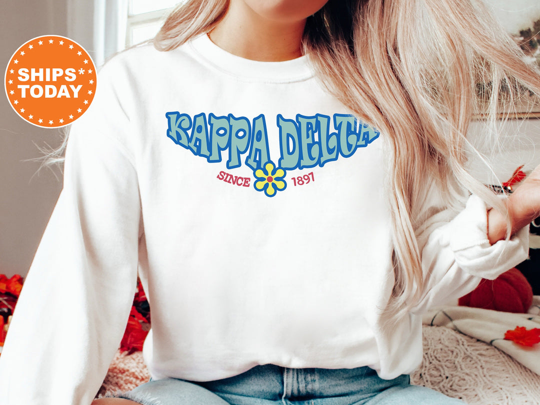 Kappa Delta Outlined In Blue Sorority Sweatshirt | Kay Dee Floral Sweatshirt | KD Initiation | Kappa Delta Hoodie | Big Little Gift