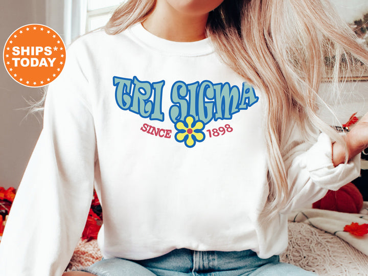 Sigma Sigma Sigma Outlined In Blue Sorority Sweatshirt | Tri Sigma Hoodie | Tri Sigma Recruitment | Big Little Gift | Sorority Merch