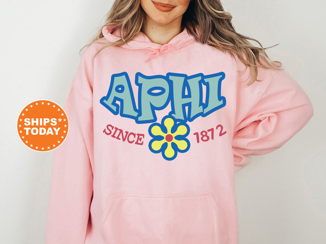 Alpha Phi Outlined In Blue Sorority Sweatshirt | APHI Crewneck Sweatshirt | APHI Hoodie | Big Little Gift | Floral Sweatshirt