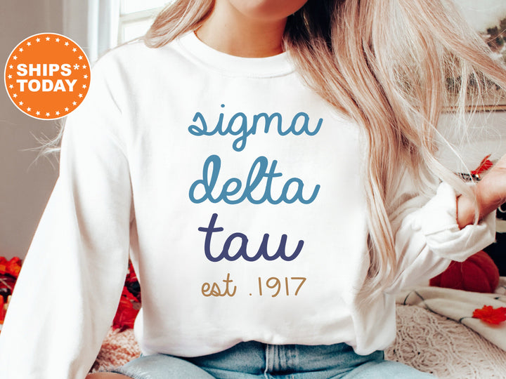 Sigma Delta Tau The Blues Sorority Sweatshirt | Sigma Delta Tau Sweatshirt | Sig Delt Hoodie | Big Little Reveal | Trendy Sweatshirt _ 8289g