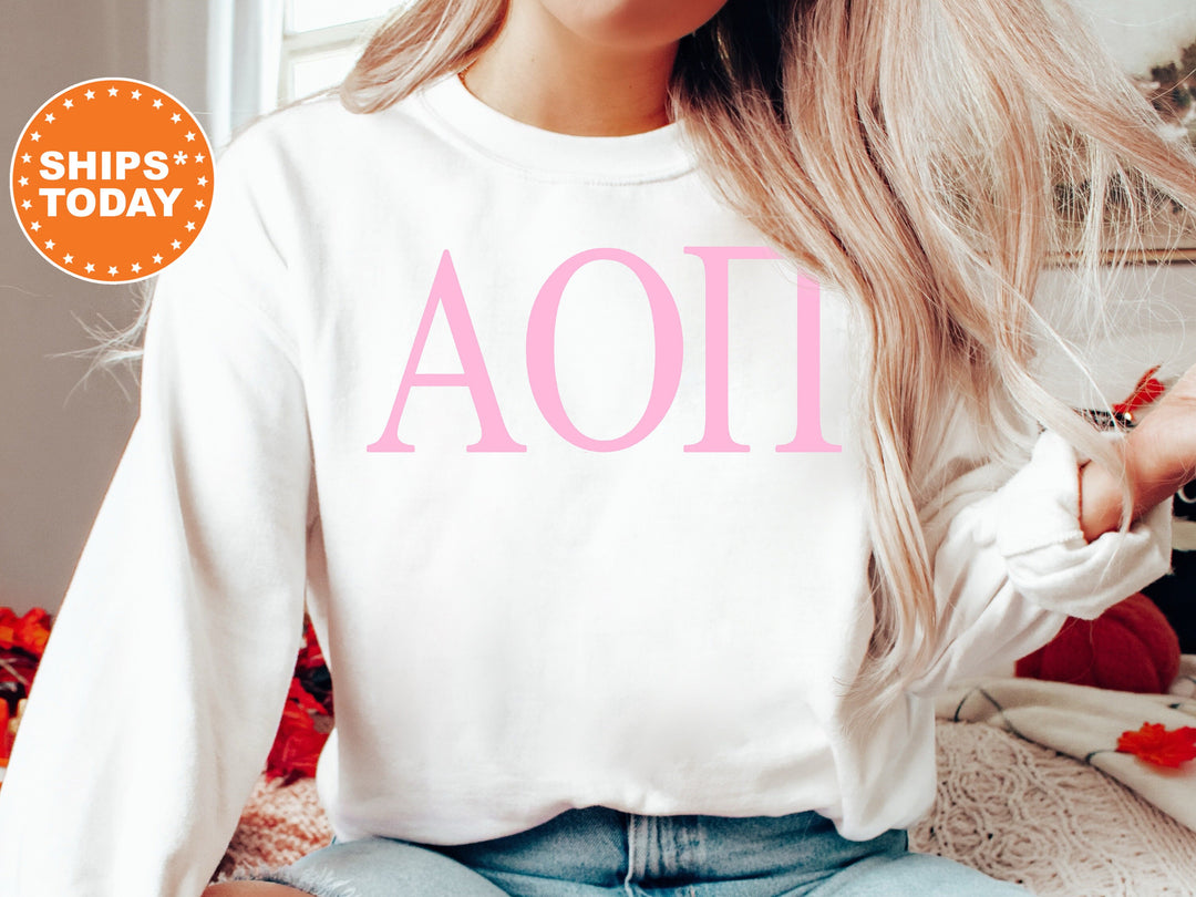 Alpha Omicron Pi Just the Letters Sorority Sweatshirt | Alpha O Greek Letters | Sorority Letters | Big Little Reveal | Greek Apparel 5134g
