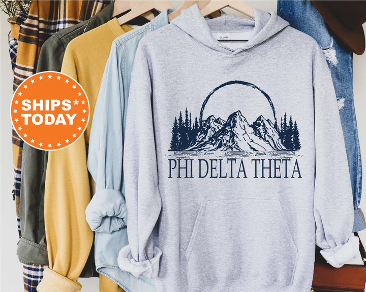 Phi Delta Theta Epic Mountains Fraternity Sweatshirt | Phi Delt Hoodie | Fraternity Gift | Custom Greek Apparel | College Sweatshirt _ 6216g