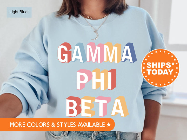 Gamma Phi Beta Loud Box Sorority Sweatshirt | Gamma Phi Retro Sweatshirt | Sorority Gift | GPHI Sorority Apparel | Big Little Reveal _ 5573g