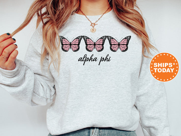 Alpha Phi Blooming Butterfly Sorority Sweatshirt | APHI Hoodie | Greek Apparel | Alpha Phi Merch | Big Little Reveal | Trendy Sweatshirt