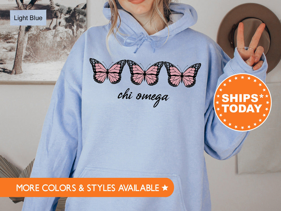 Chi Omega Blooming Butterfly Sorority Sweatshirt | Chi O Greek Apparel | Chi Omega Bid Day Basket | Big Little Gift | Sorority Sister Gift