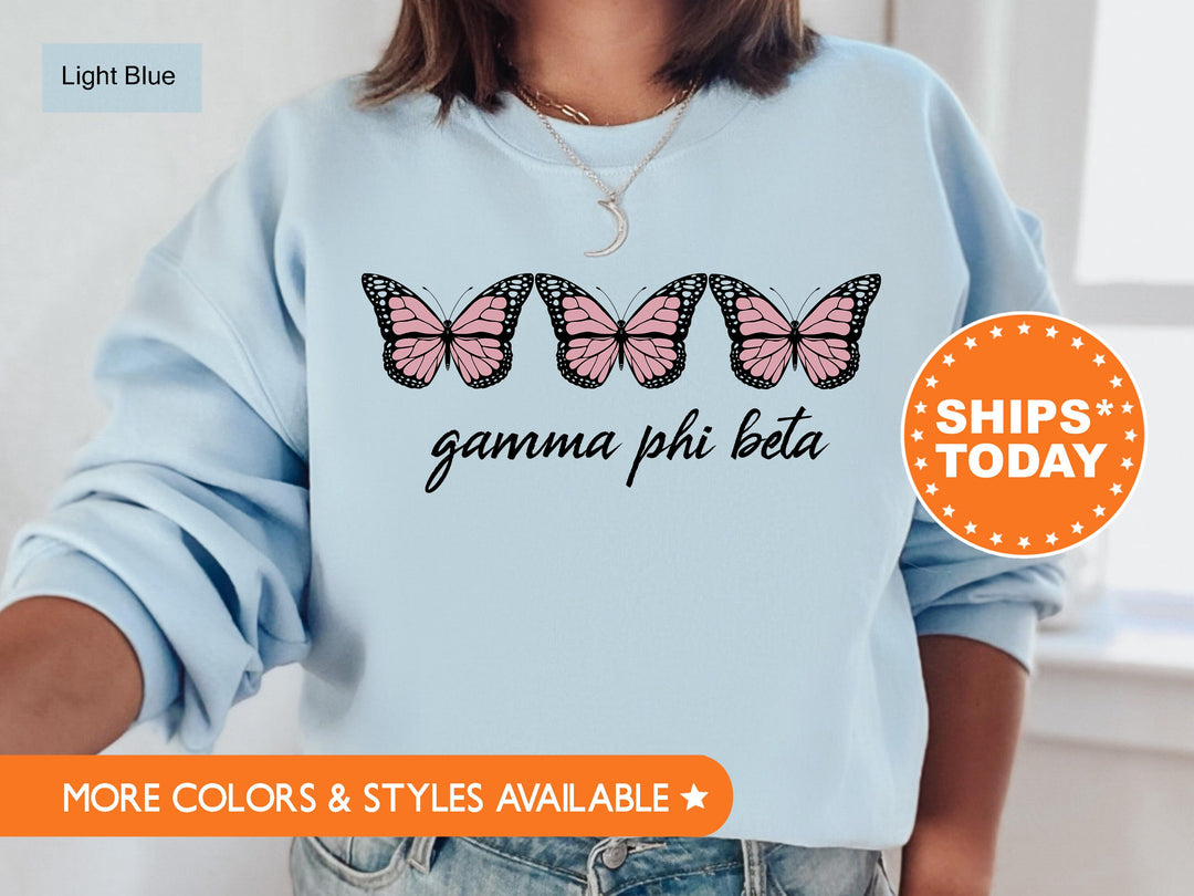 Gamma Phi Beta Blooming Butterfly Sorority Sweatshirt | Gamma Phi Hoodie | GPHI Greek Apparel | Bid Day Basket Gifts | Big Little Reveal 5326g