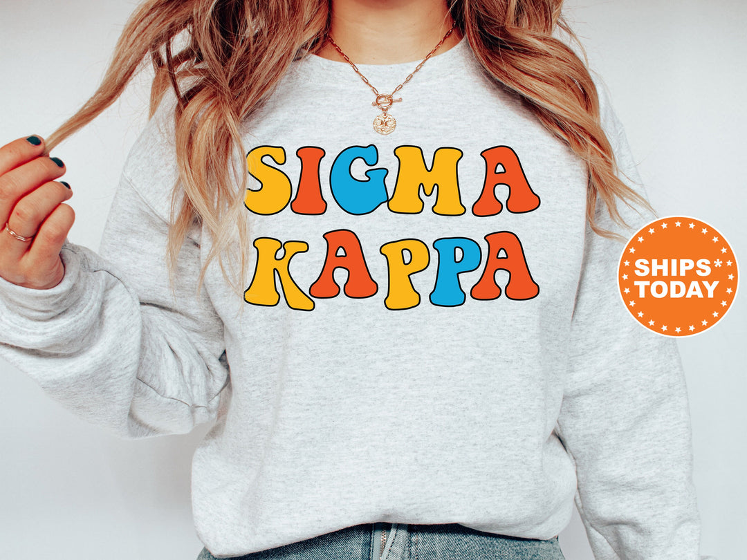 Sigma Kappa Disco Retro Sorority Sweatshirt | Sig Kap Apparel | Sigma Kappa Hoodie | Retro Letters Sweatshirt | Big Little Reveal _ 7510g