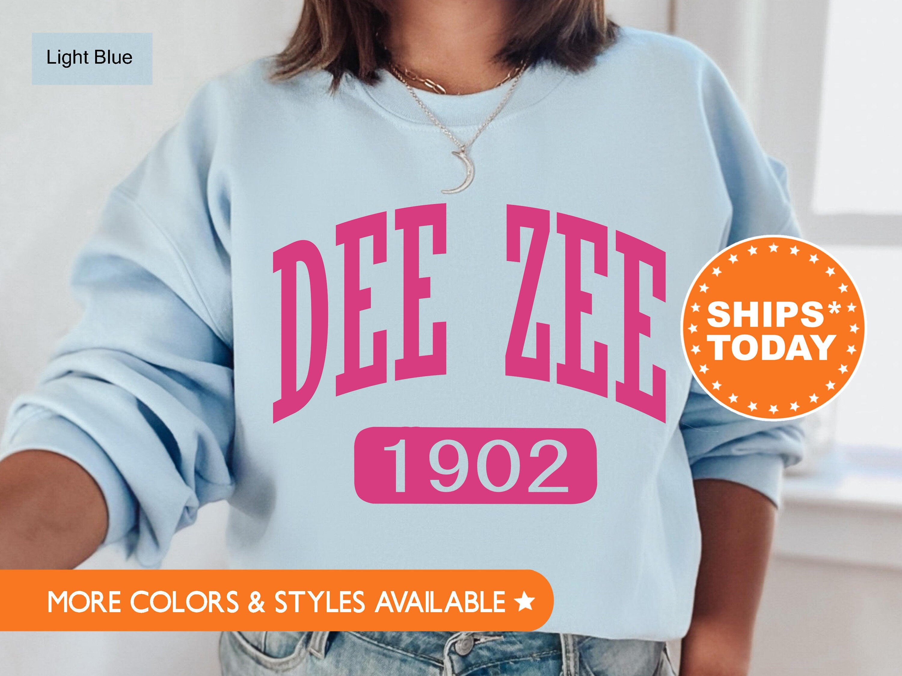 Delta Zeta Pink Baseball Sorority Sweatshirt | Delta Zeta Merch | Delta Zeta Sweatshirt | Dee Zee Big Little Reveal | Greek Apparel