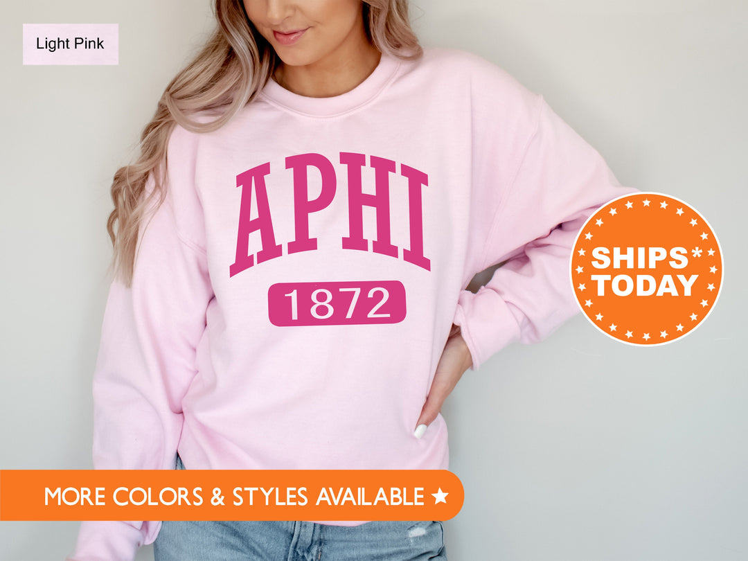 Alpha Phi Pink Baseball Sorority Sweatshirt | APHI Crewneck Sweatshirt | Alpha Phi Hoodie | Big Little Reveal | Sorority Gifts