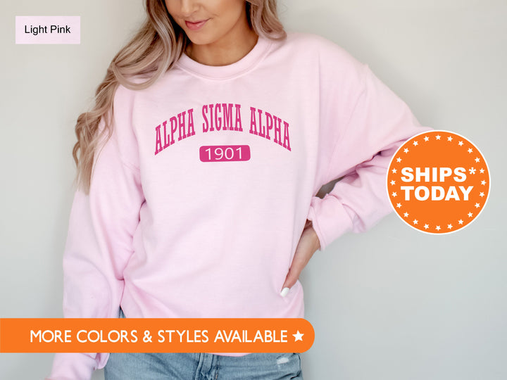 Alpha Sigma Alpha Pink Baseball Sorority Sweatshirt | Alpha Sigma Alpha Hoodie | Sorority Merch | Big Little Gift | Greek Apparel