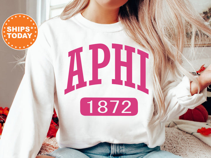 Alpha Phi Pink Baseball Sorority Sweatshirt | APHI Crewneck Sweatshirt | Alpha Phi Hoodie | Big Little Reveal | Sorority Gifts