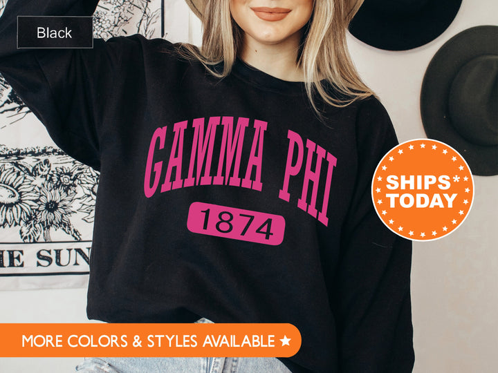 Gamma Phi Beta Pink Baseball Sorority Sweatshirt | Gamma Phi Hoodie | Gamma Phi Beta Apparel | Big Little Reveal | Sorority Gifts