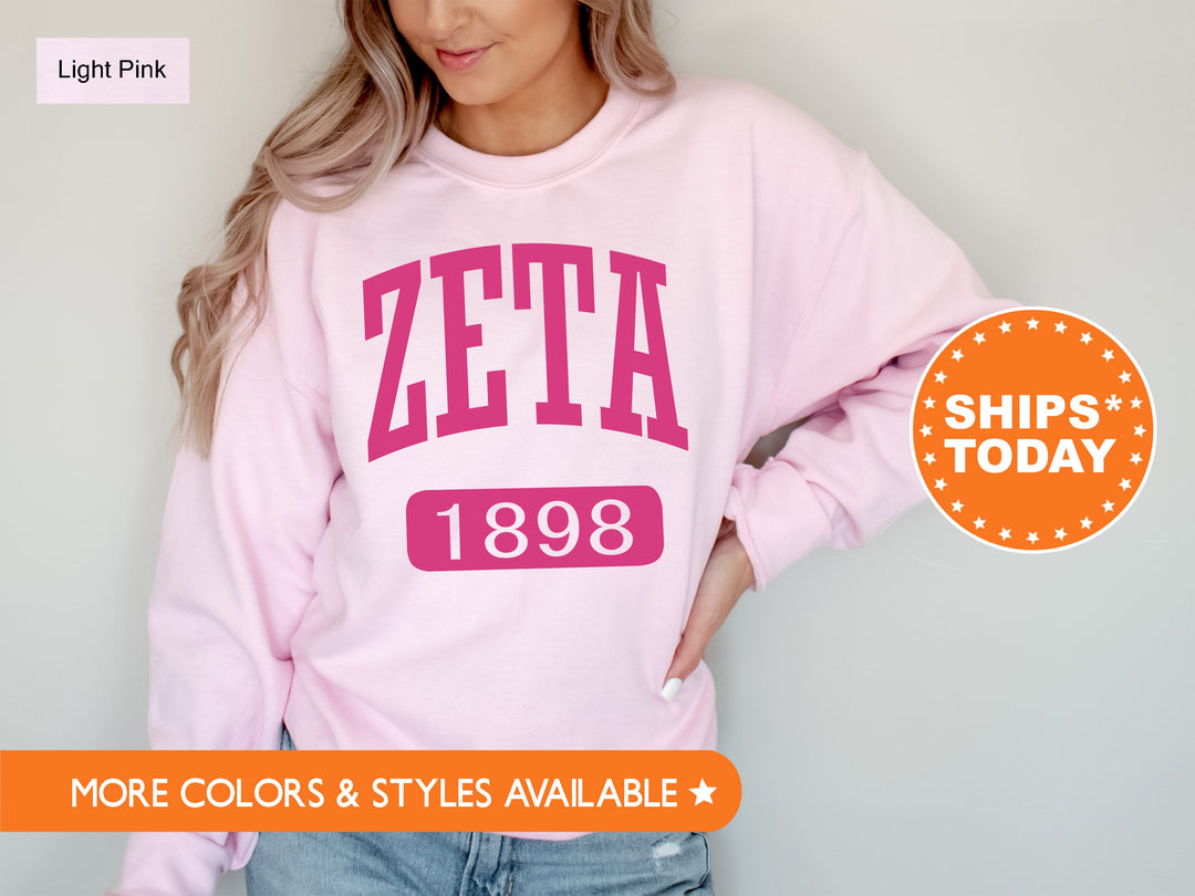 Zeta Tau Alpha Pink Baseball Sorority Sweatshirt | Zeta Tau Alpha Merch | Zeta Sorority Hoodie | Big Little Reveal | Greek Apparel