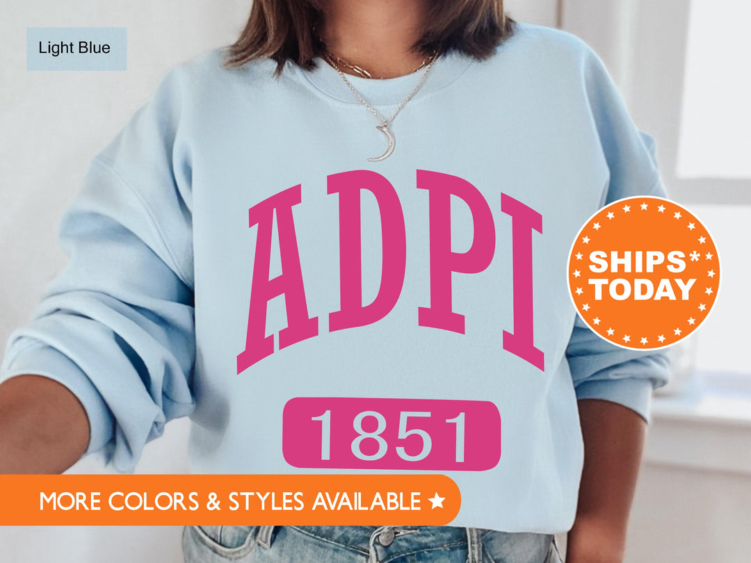 Alpha Delta Pi Pink Baseball Sorority Sweatshirt | Alpha Delta Pi Sweatshirt | ADPi Sorority Merch | Big Little Gift | Greek Apparel