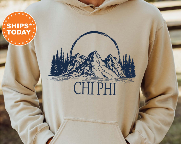 Chi Phi Epic Mountains Fraternity Sweatshirt | Chi Phi Hoodie | Chi Phi Fraternity Gift | Custom Greek Apparel | College Apparel _ 6207g