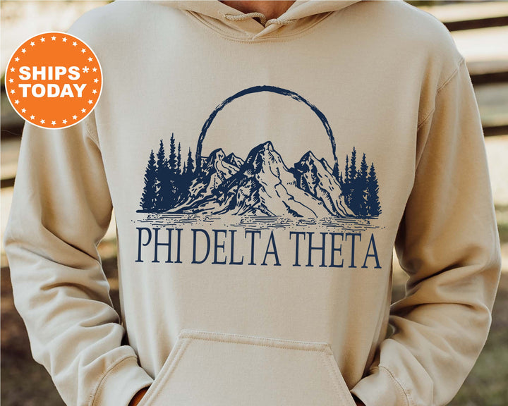 Phi Delta Theta Epic Mountains Fraternity Sweatshirt | Phi Delt Hoodie | Fraternity Gift | Custom Greek Apparel | College Sweatshirt _ 6216g