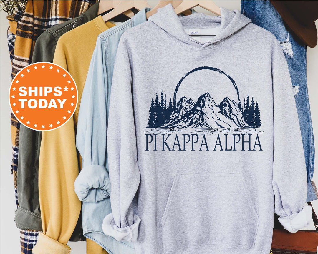 Pi Kappa Alpha Epic Mountains Fraternity Sweatshirt | PIKE Hoodie | Fraternity Gift | Custom Greek Apparel | College Sweatshirt _ 6220g
