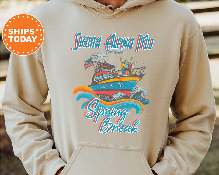 Sigma Alpha Mu Boating Spring Break Fraternity Sweatshirt | Sammy Crewneck Sweatshirt | Fraternity Hoodie | College Apparel _ 6810g