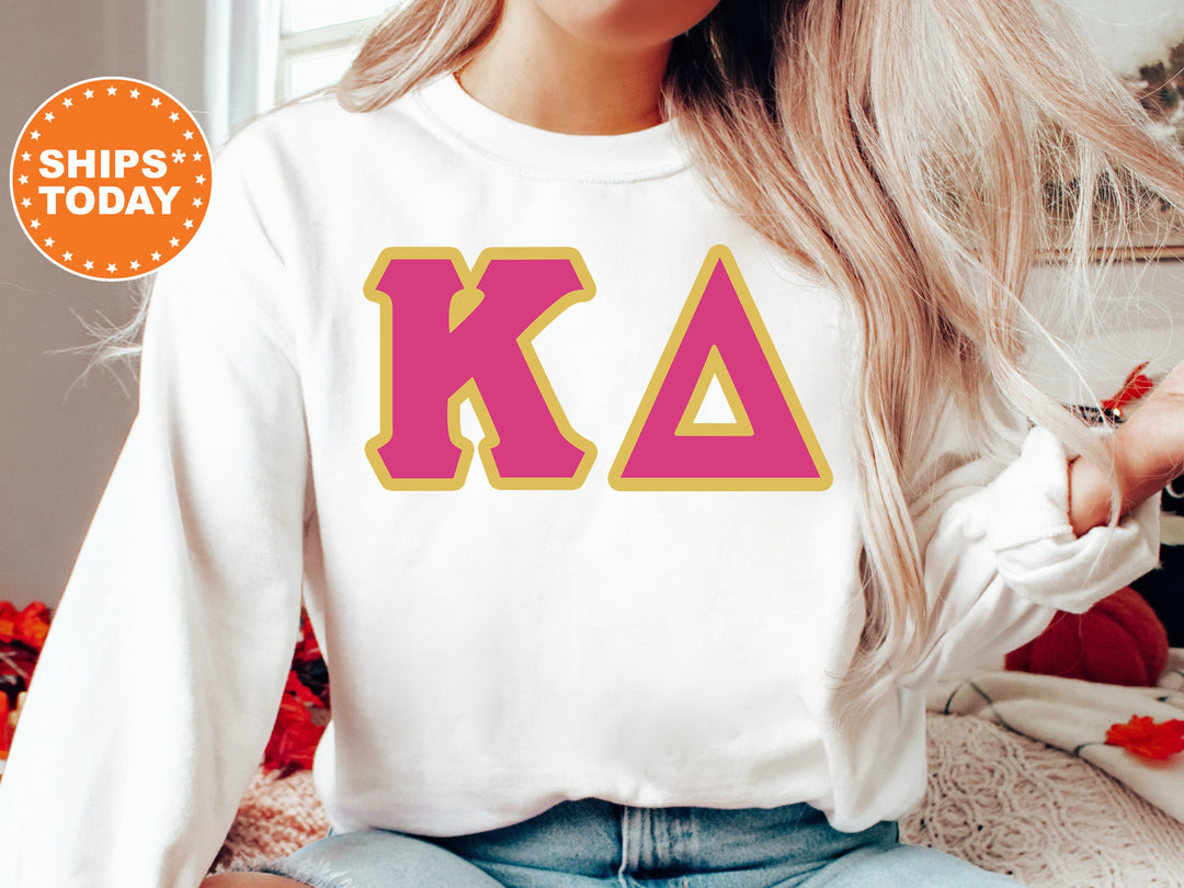 Kappa Delta Pink and Gold Sorority Sweatshirt | Kappa Delta Sweatshirt | KD Greek Letters | Kappa Delta Hoodie | Big Little Gift