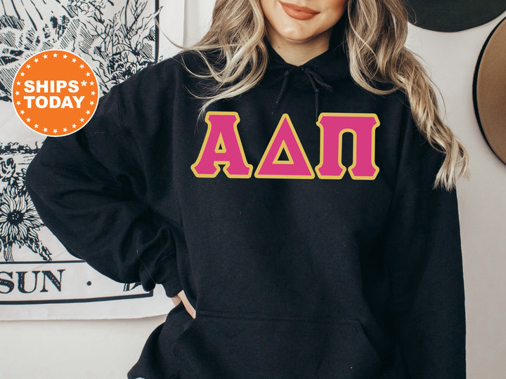 Alpha Delta Pi Pink and Gold Sorority Sweatshirt | Alpha Delta Pi Sweatshirt | ADPi Greek Letters | Alpha Delta Pi Merch
