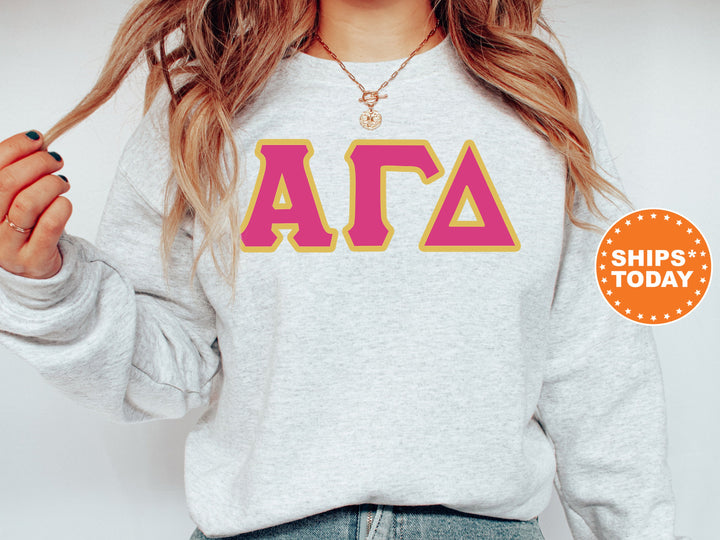 Alpha Gamma Delta Pink and Gold Sorority Sweatshirt | Alpha Gamma Delta Sweatshirt | Alpha Gam Greek Letters | Big Little Reveal