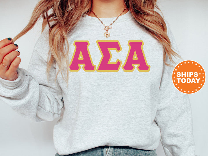 Alpha Sigma Alpha Pink and Gold Sorority Sweatshirt | Alpha Sigma Alpha Sweatshirt | Greek Letters | Sorority Hoodie | Big Little