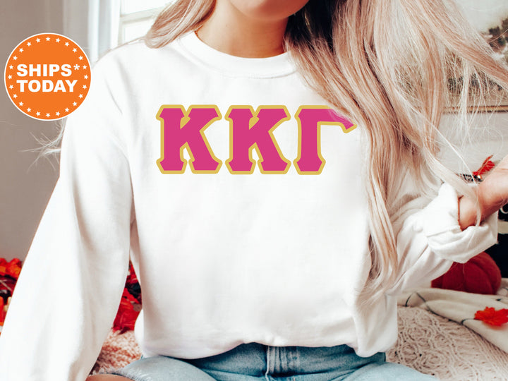 Kappa Kappa Gamma Pink and Gold Sorority Sweatshirt | Kappa Kappa Gamma Sweatshirt | Kappa Greek Letters | Big Little Reveal Gift