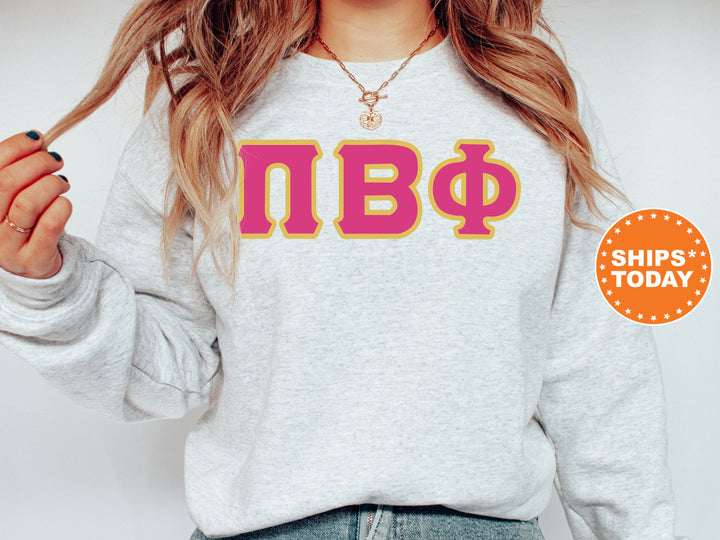 Pi Beta Phi Pink and Gold Sorority Sweatshirt | Pi Beta Phi Sweatshirt | Pi Phi Greek Letters | Big Little Gifts | Pi Phi Hoodie