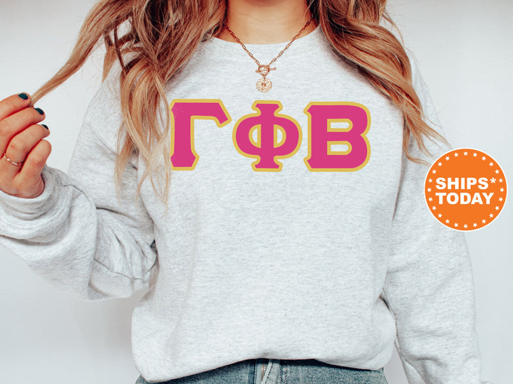 Gamma Phi Beta Pink and Gold Sorority Sweatshirt | Gamma Phi Beta Sweatshirt | Gamma Phi Hoodie | GPHI Greek Letters | Big Little