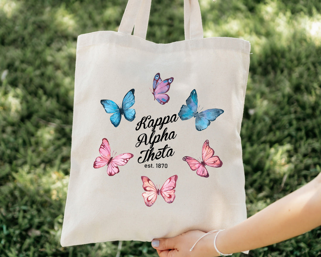 Kappa Alpha Theta Fancy Butterfly Sorority Tote Bag | Theta Beach Bag | College Sorority Bag | Big Little Gifts | Sorority Merch _ 15146g
