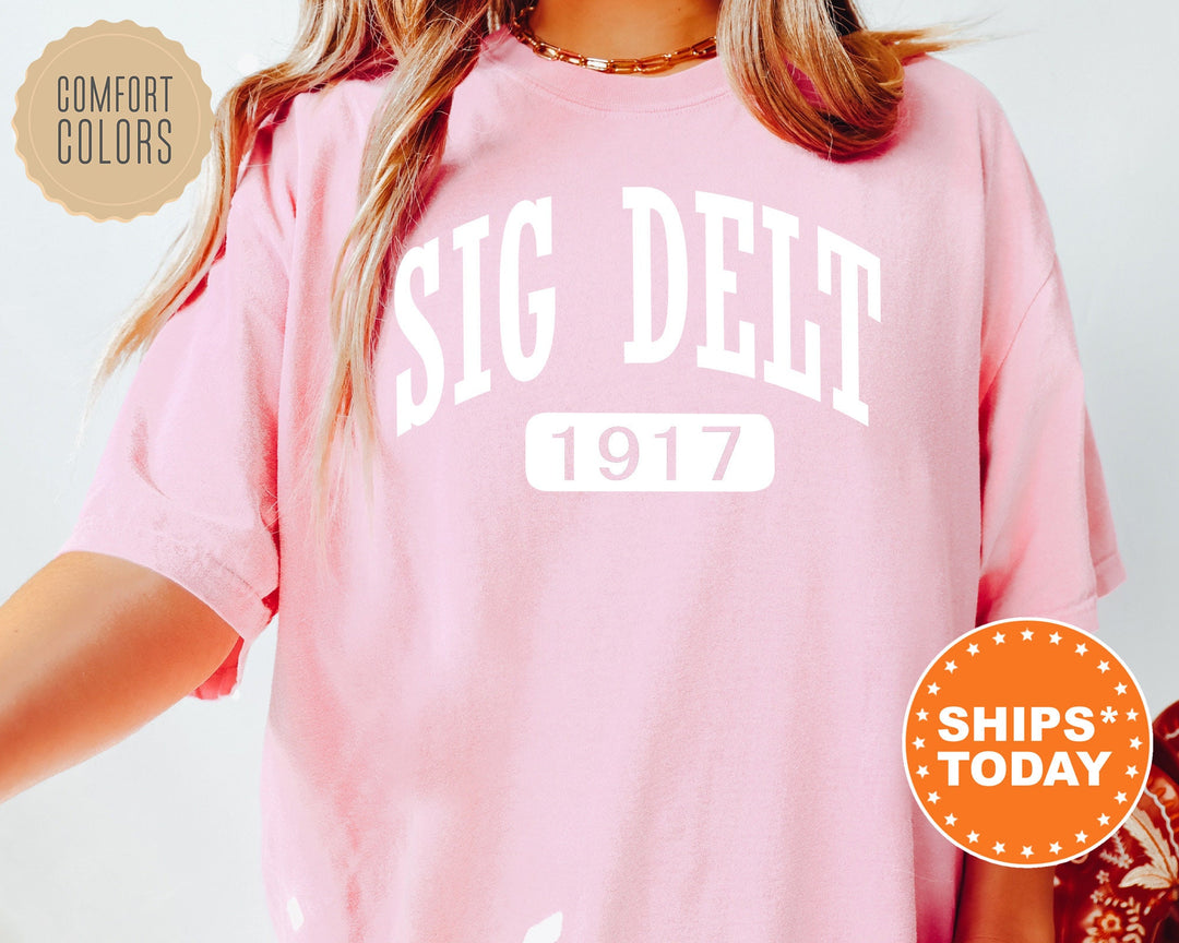 Sigma Delta Tau Athletic Comfort Colors Sorority T-Shirt | Sig Delt Comfort Colors Oversized Shirt | Big Little Sorority TShirt Gift