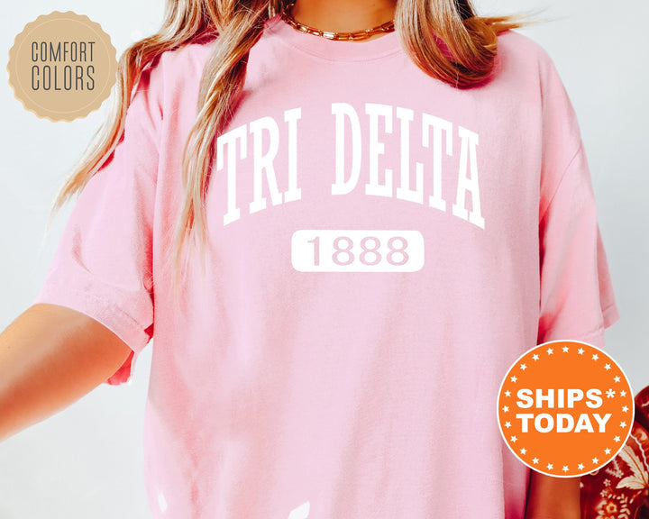 Delta Delta Delta Athletic Comfort Colors Sorority T-Shirt | Tri Delta Comfort Colors Oversized Shirt | Big Little Sorority TShirt