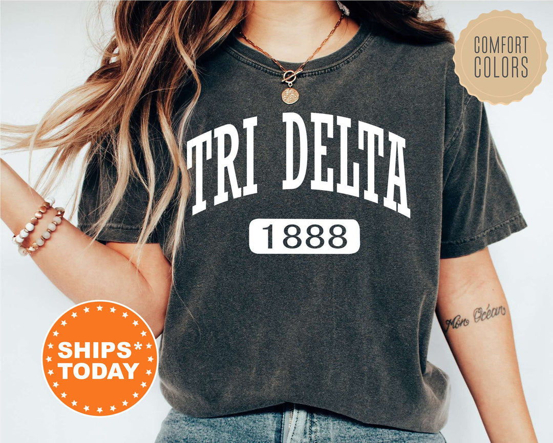 Delta Delta Delta Athletic Comfort Colors Sorority T-Shirt | Tri Delta Comfort Colors Oversized Shirt | Big Little Sorority TShirt