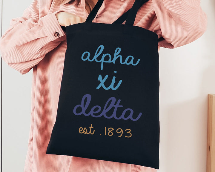 Alpha Xi Delta The Blues Sorority Tote Bag | AXID College Sorority Bag | Alpha Xi Tote Bag | Sorority Gifts | Trendy  Beach Bag _ 15113g
