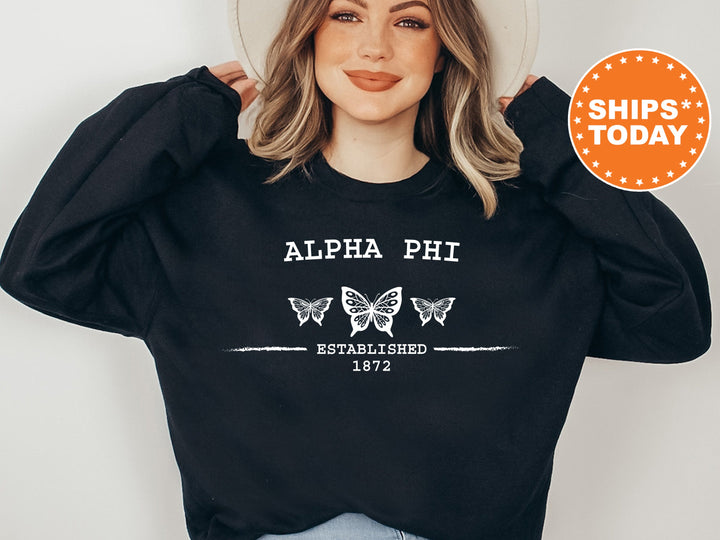 Alpha Phi Neutral Butterfly Sorority Sweatshirt | APHI Crewneck Sweatshirt | Greek Apparel | Big Little Reveal | College Apparel