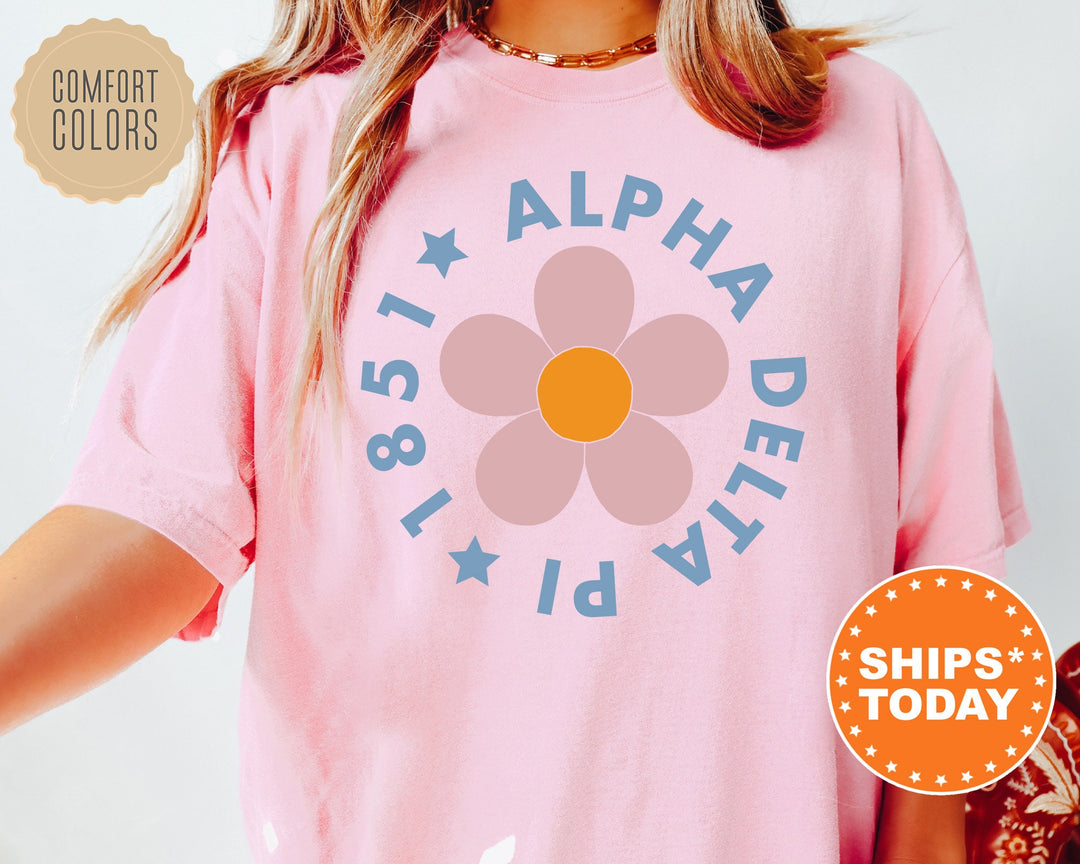 Alpha Delta Pi Bright Floral Comfort Colors Sorority T-Shirt | ADPI Comfort Colors Shirt | ADPI Oversized Shirt | Big Little Gifts _ 7437g