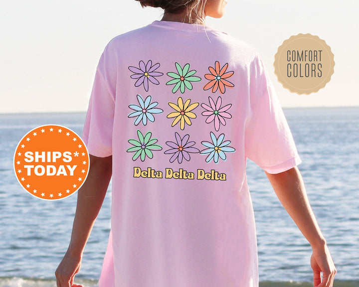 Delta Delta Delta Flower Fashion Sorority T-Shirt | Tri Delta Oversized Shirt | Big Little | Comfort Colors Shirt _ 13772g