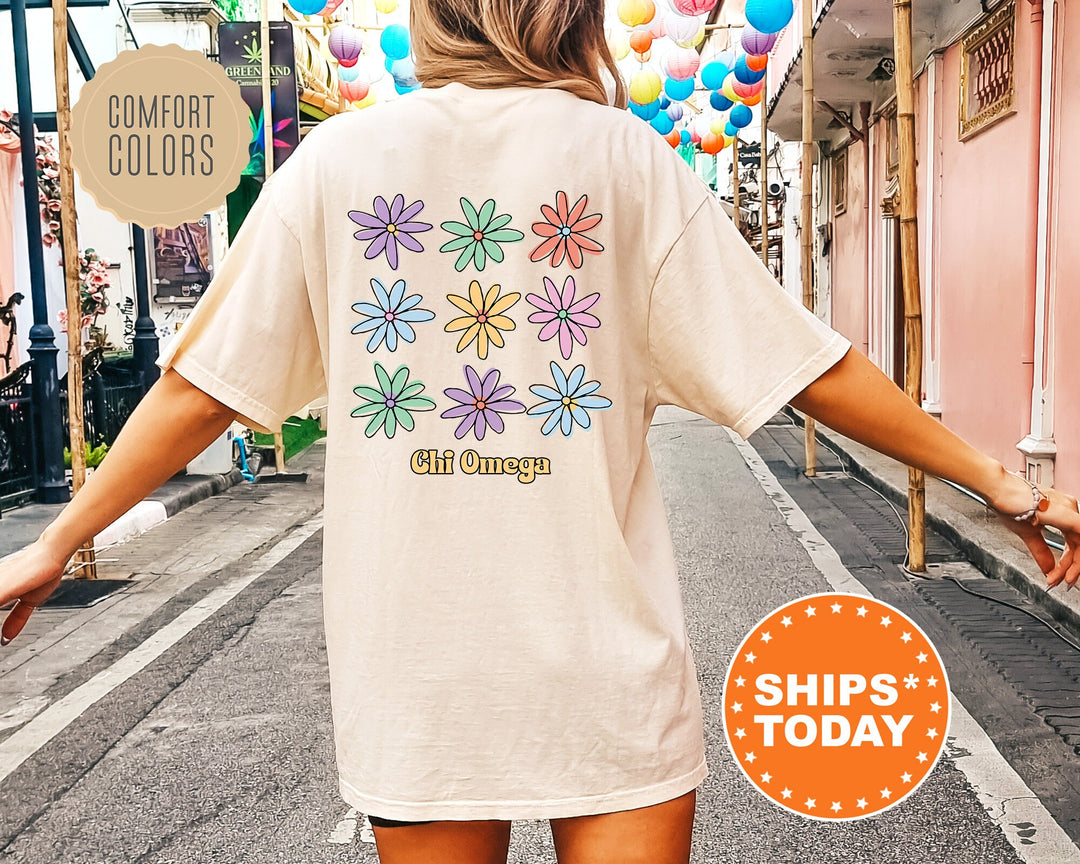 Chi Omega Flower Fashion Sorority T-Shirt | Chi O Shirt | Chi O Oversized Sorority Shirt | Comfort Colors Shirt _ 13771g