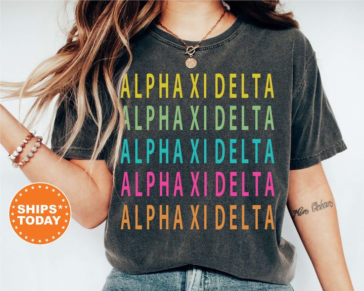 Alpha Xi Delta Modern Colors Sorority T-Shirt | AXID Sorority Apparel | Big Little Reveal | Sorority Gift | Comfort Colors Shirt _ 5843g