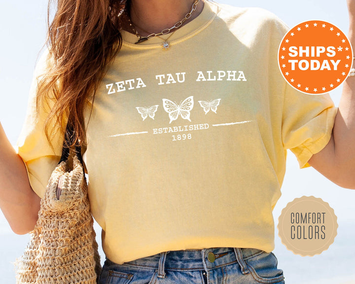 Zeta Tau Alpha Neutral Butterfly Sorority T-Shirt | ZETA Sorority Reveal | Sorority Gifts | Comfort Colors Shirt | Big Little Sorority _ 7539g