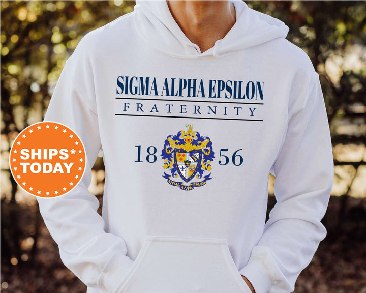 Sigma Alpha Epsilon Large Crest Fraternity Sweatshirt | SAE Hoodie | Sigma Alpha Epsilon Fraternity Crest Sweatshirt | Greek Apparel