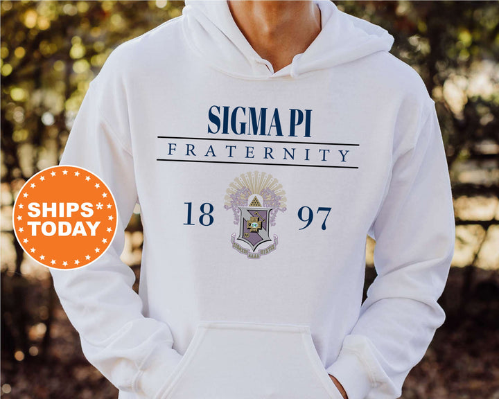 Sigma Pi Large Crest Fraternity Sweatshirt | Sigma Pi Hoodie | Sigma Pi Fraternity Crest Sweatshirt | Greek Apparel | Sigma Pi Gift