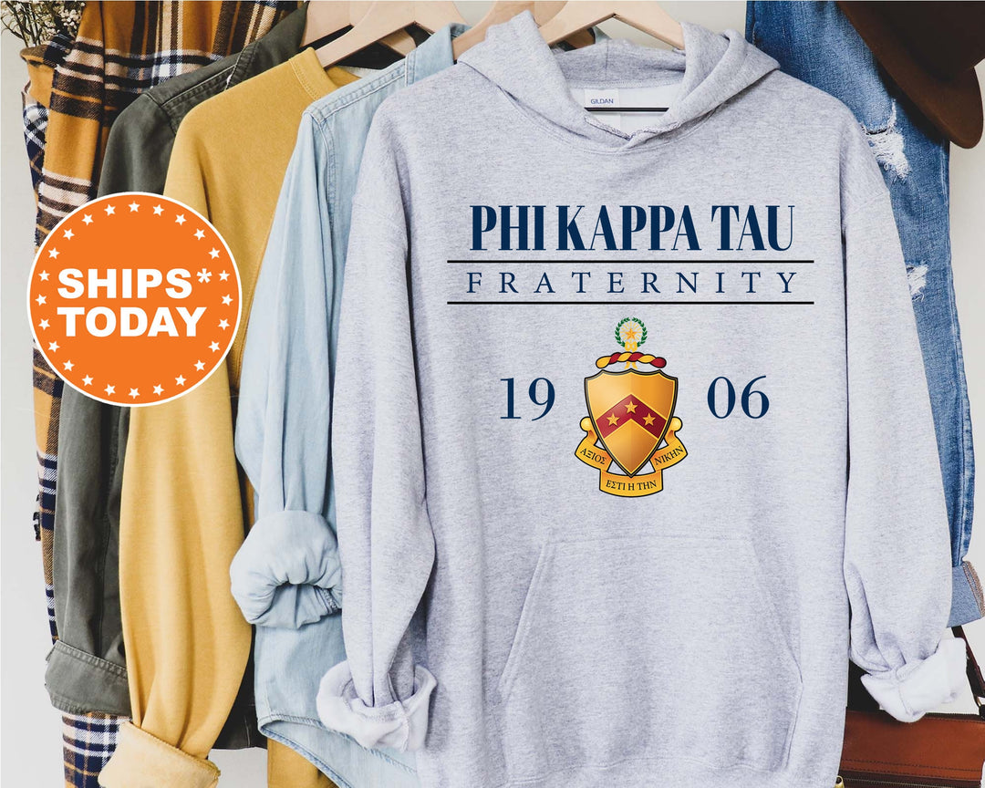 Phi Kappa Tau Large Crest Fraternity Sweatshirt | Phi Tau Hoodie | Phi Kappa Tau Fraternity Crest Sweatshirt | Greek Apparel