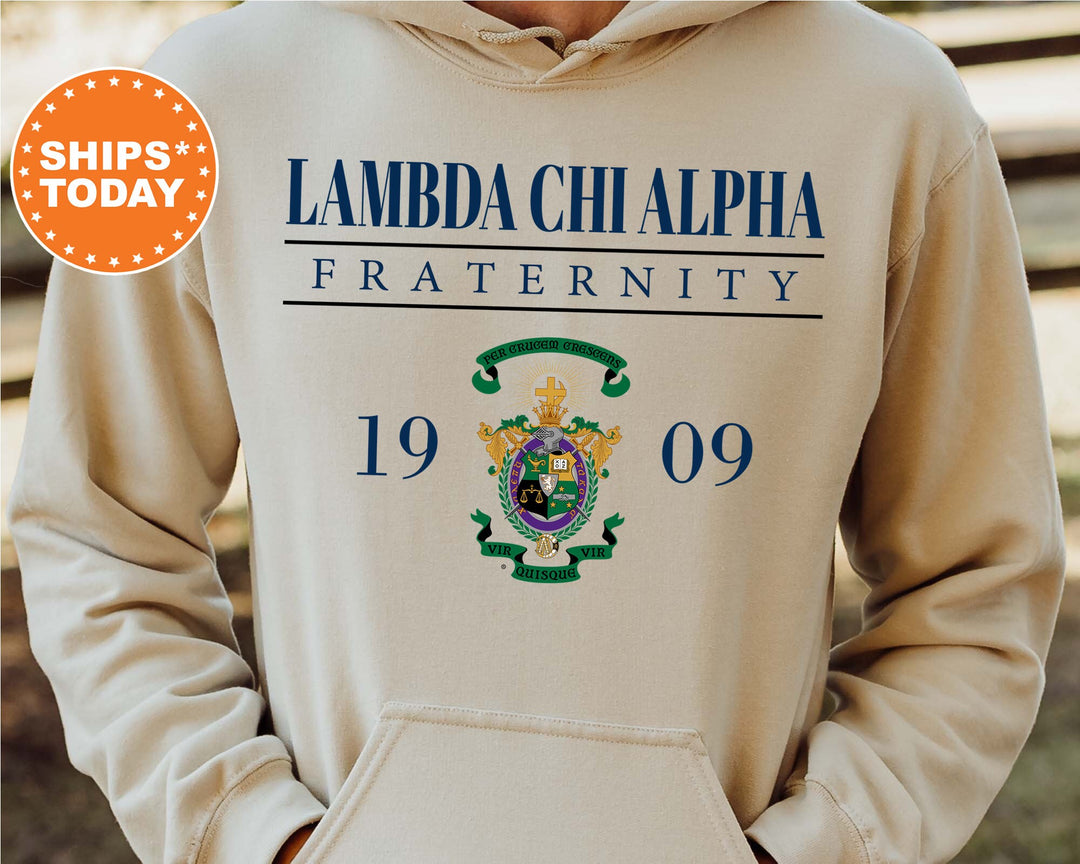 Lambda Chi Alpha Large Crest Fraternity Sweatshirt | Lambda Chi Hoodie | Lambda Chi Alpha Gift | Fraternity Crest | Greek Apparel _ 5874g