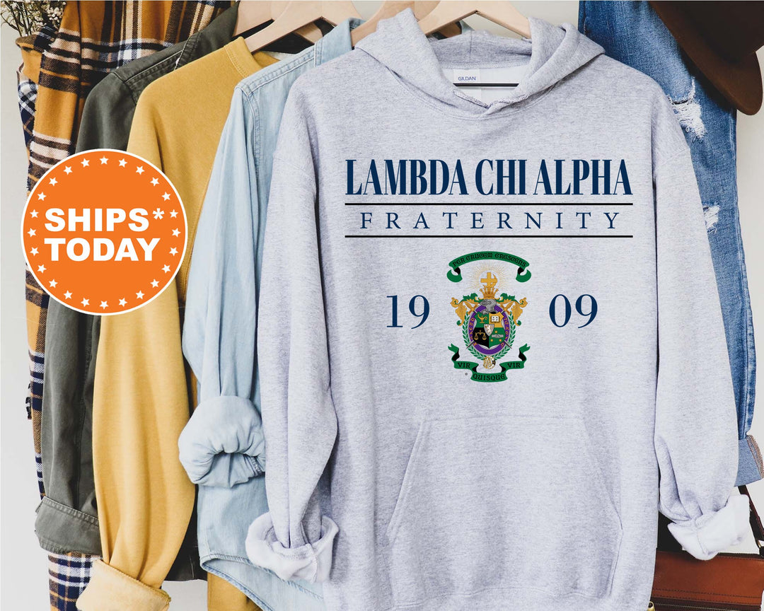 Lambda Chi Alpha Large Crest Fraternity Sweatshirt | Lambda Chi Hoodie | Lambda Chi Alpha Gift | Fraternity Crest | Greek Apparel _ 5874g