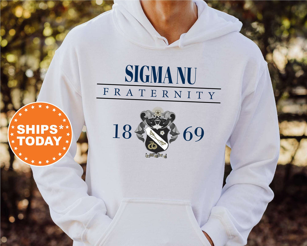 Sigma Nu Large Crest Fraternity Sweatshirt | Sigma Nu Hoodie | Sigma Nu Fraternity Crest Sweatshirt | Greek Apparel | Sigma Nu Gift