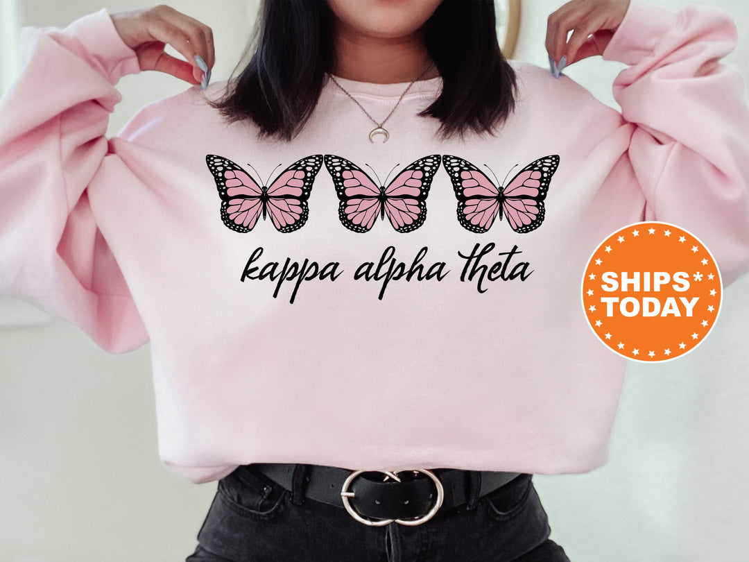 Kappa Alpha Theta Blooming Butterfly Sorority Sweatshirt | Theta Sorority Merch | Greek Apparel | Theta Bid Day Basket | Big Little Reveal
