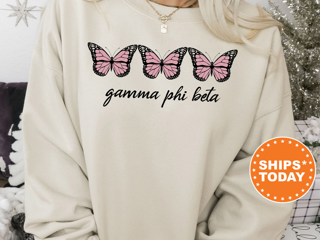 Gamma Phi Beta Blooming Butterfly Sorority Sweatshirt | Gamma Phi Hoodie | GPHI Greek Apparel | Bid Day Basket Gifts | Big Little Reveal 5326g
