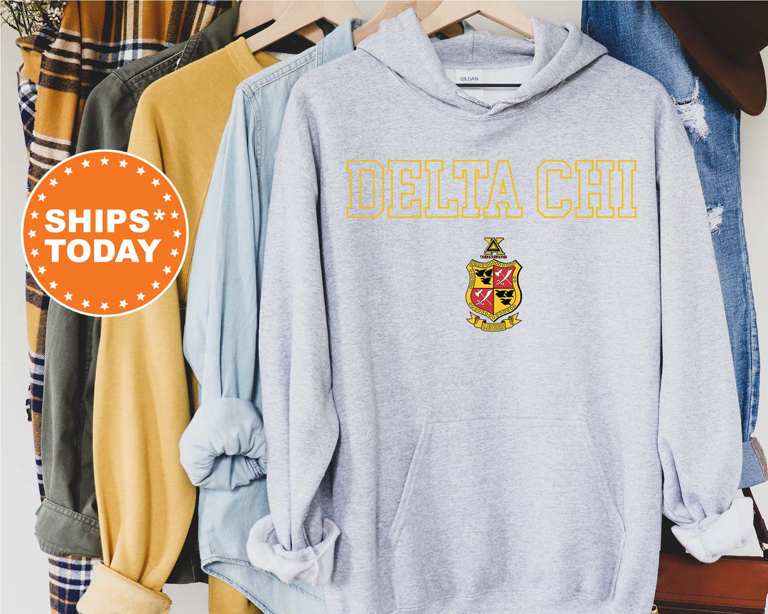 Delta Chi Iconic Tag Fraternity Sweatshirt | D-Chi Hoodie | College Greek Apparel | Bid Day Gift | D-Chi Crewneck Sweatshirt _ 10997g