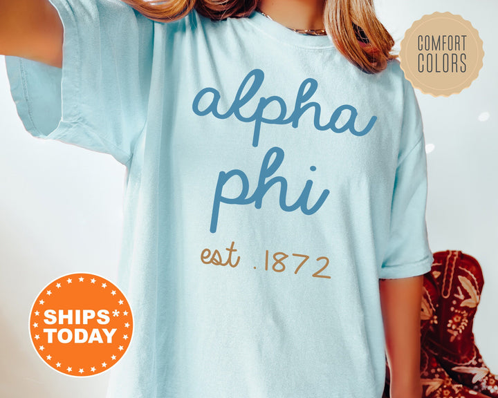 Alpha Phi The Blues Sorority T-Shirt | APHI Sorority Reveal | College Greek Apparel | Big Little Sorority Shirts | Comfort Colors Tee _ 8273g
